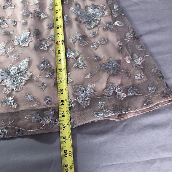 CALVIN KLEIN Embroidered Gown Blush Pink Sz 4 Floor Length Dress Cap Sleeve Prom - Picture 10 of 16